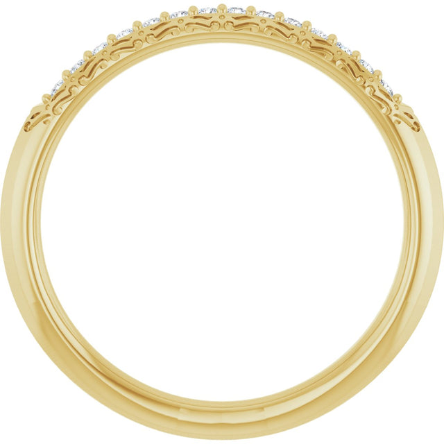 14K Gold Round Natural Diamond Anniversary Band – 1/10 CTW - Yellow Gold - view 2