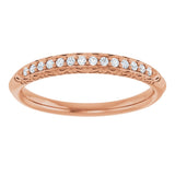 14K Gold Round Natural Diamond Anniversary Band – 1/10 CTW - Rose Gold - view 3