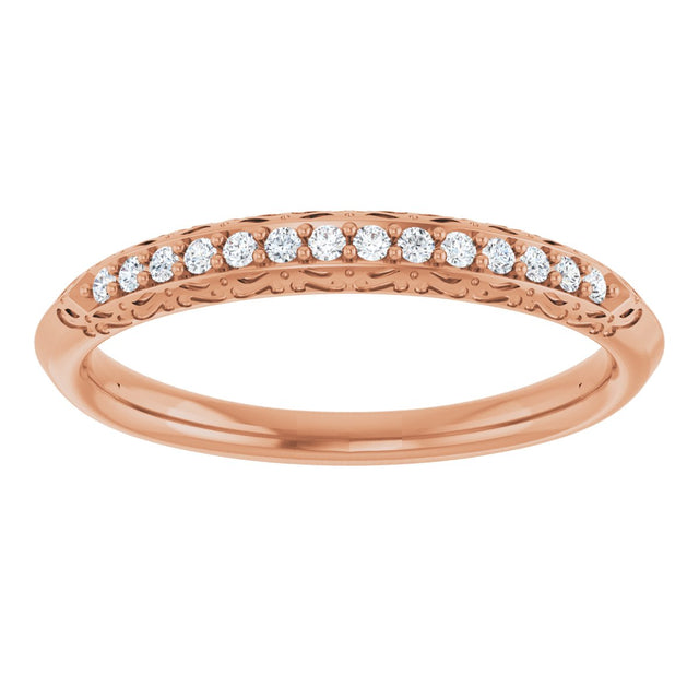 14K Gold Round Natural Diamond Anniversary Band – 1/10 CTW - Rose Gold - view 3