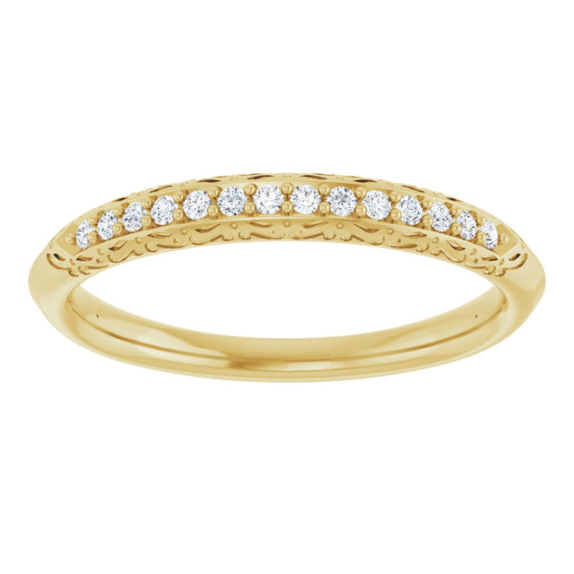 14K Gold Round Natural Diamond Anniversary Band – 1/10 CTW - Yellow Gold - view 3