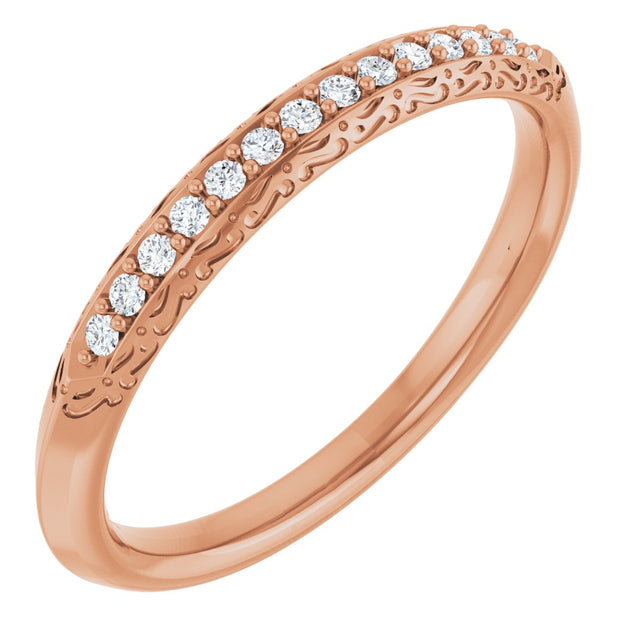 14K Gold Round Natural Diamond Anniversary Band – 1/10 CTW - Rose Gold