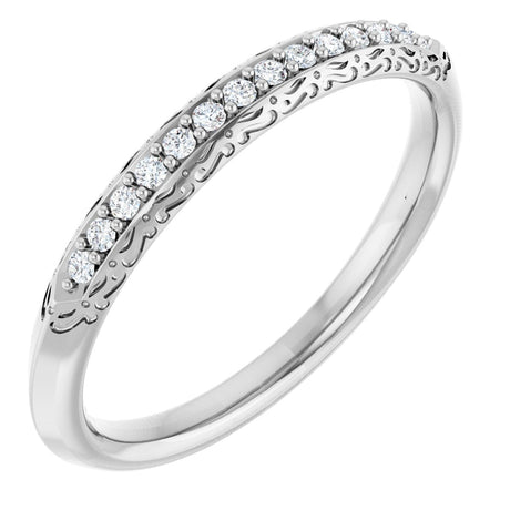 Platinum Round Natural Diamond Anniversary Band – 1/10 CTW