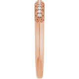 14K Gold Round Natural Diamond Anniversary Band – 1/10 CTW - Rose Gold - view 4