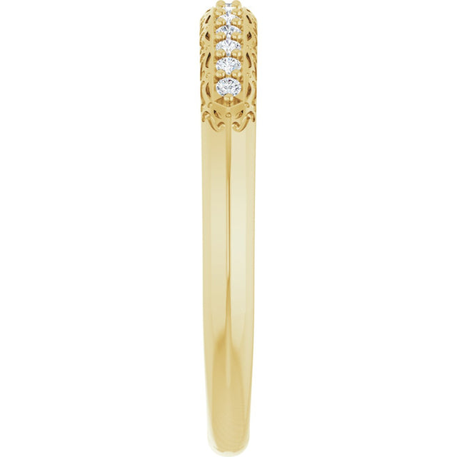 14K Gold Round Natural Diamond Anniversary Band – 1/10 CTW - Yellow Gold - view 4