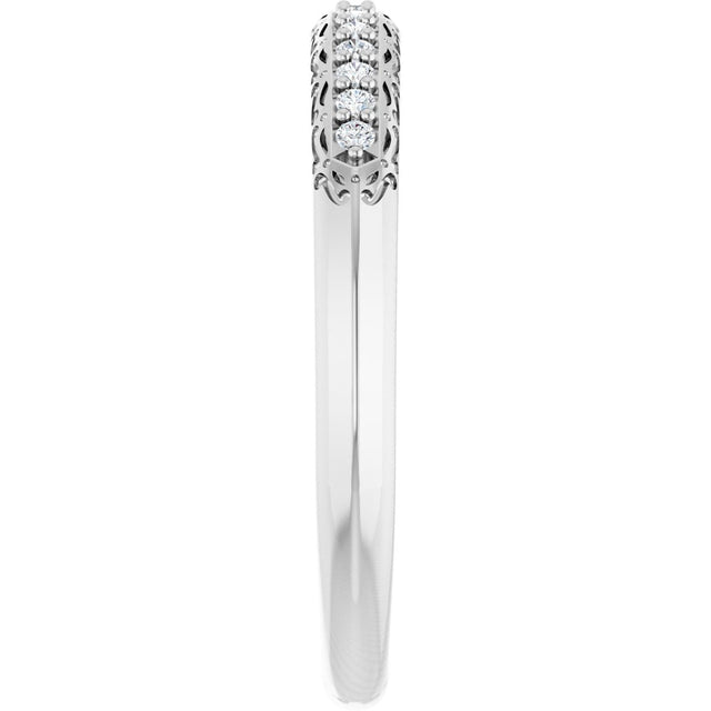 14K Gold Round Natural Diamond Anniversary Band – 1/10 CTW - White Gold - view 4