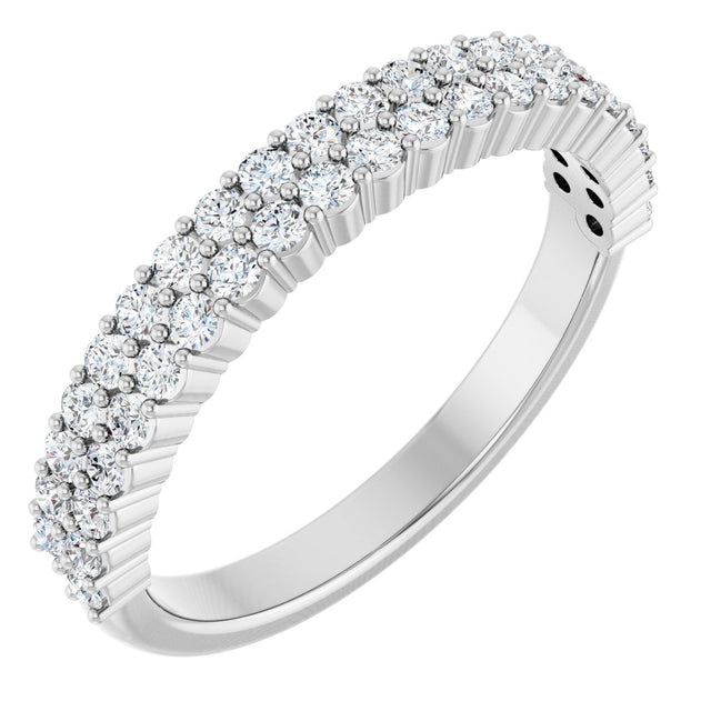 Platinum Round Lab-Grown Diamond Double Row Anniversary Band – 1/2 CTW