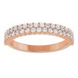 14K Gold Round Natural Diamond Double Row Anniversary Band – 1/2 CTW - Rose Gold - view 3
