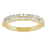 14K Gold Round Natural Diamond Double Row Anniversary Band – 1/2 CTW - Yellow Gold - view 3