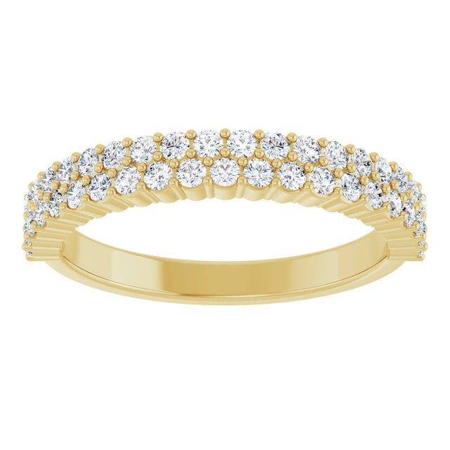 14K Gold Round Natural Diamond Double Row Anniversary Band – 1/2 CTW - Yellow Gold - view 3