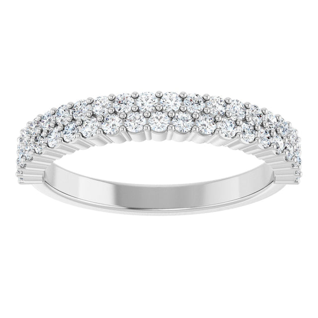 Platinum Round Natural Diamond Double Row Anniversary Band – 1/2 CTW - view 3