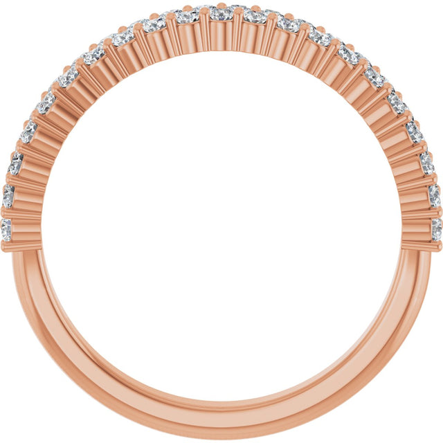 14K Gold Round Lab-Grown Diamond Double Row Anniversary Band – 1/2 CTW - Rose Gold - view 2