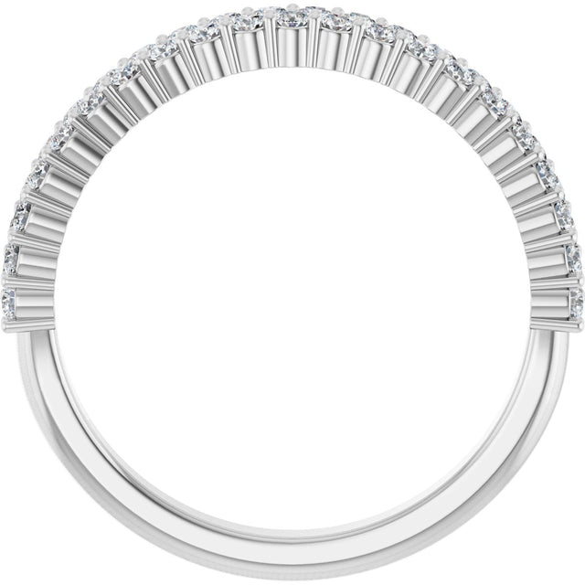 Platinum Round Natural Diamond Double Row Anniversary Band – 1/2 CTW - view 2