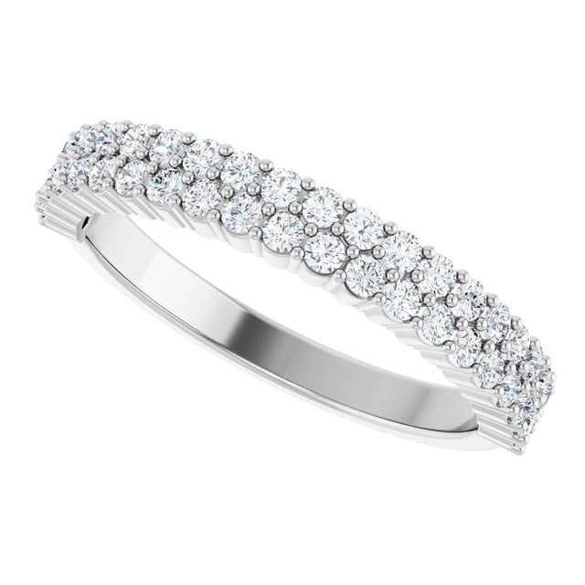 Platinum Round Lab-Grown Diamond Double Row Anniversary Band – 1/2 CTW - view 5