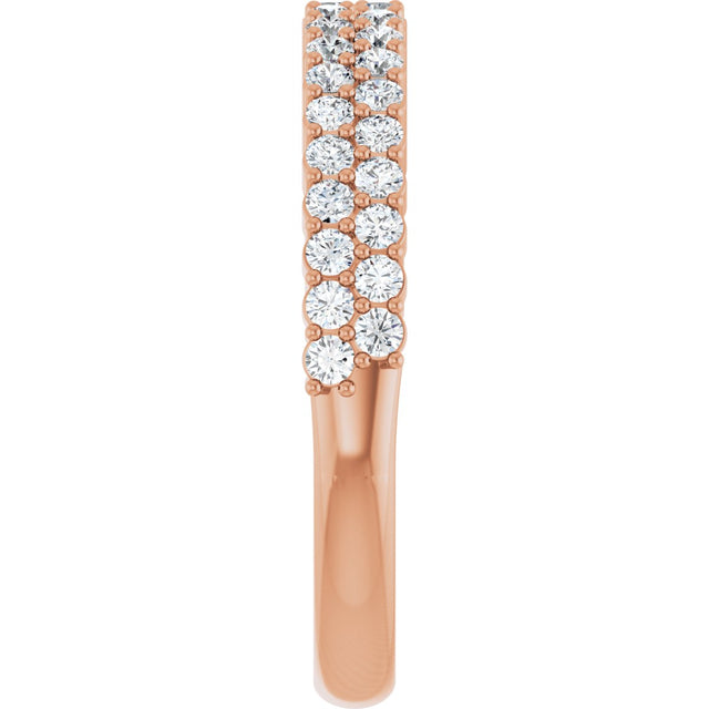 14K Gold Round Lab-Grown Diamond Double Row Anniversary Band – 1/2 CTW - Rose Gold - view 4