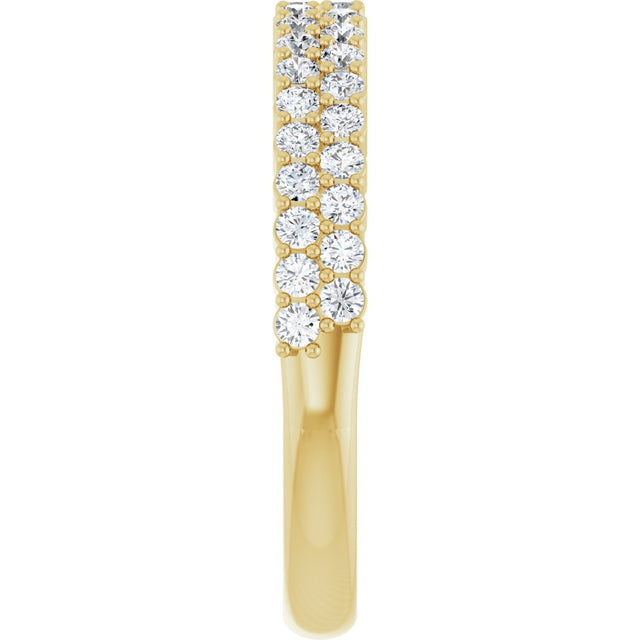 14K Gold Round Natural Diamond Double Row Anniversary Band – 1/2 CTW - Yellow Gold - view 4