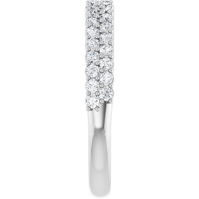14K Gold Round Lab-Grown Diamond Double Row Anniversary Band – 1/2 CTW - White Gold - view 4