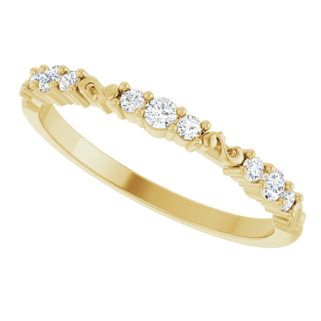 14K Gold Round Natural Diamond Anniversary Band – 1/6 CTW - Yellow Gold - view 5