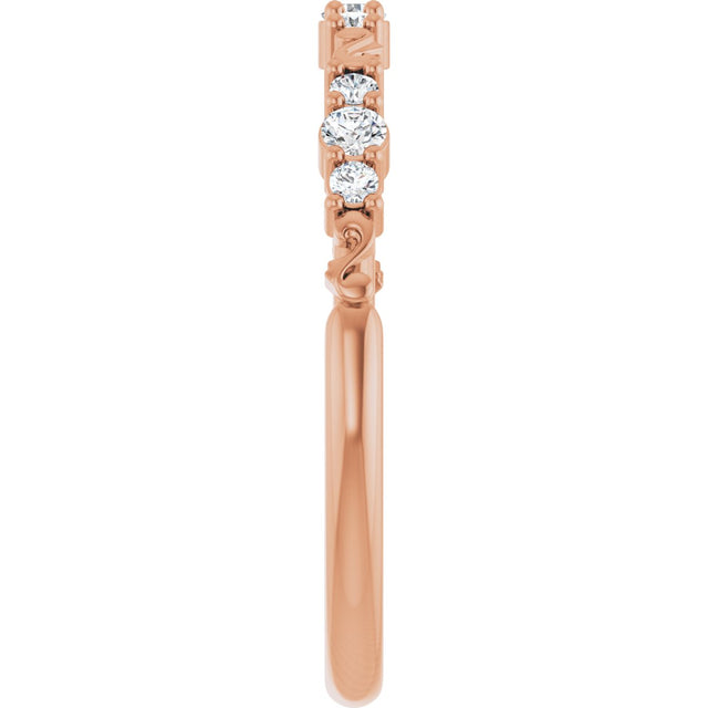 14K Gold Round Natural Diamond Anniversary Band – 1/6 CTW - Rose Gold - view 4