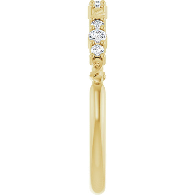 14K Gold Round Natural Diamond Anniversary Band – 1/6 CTW - Yellow Gold - view 4