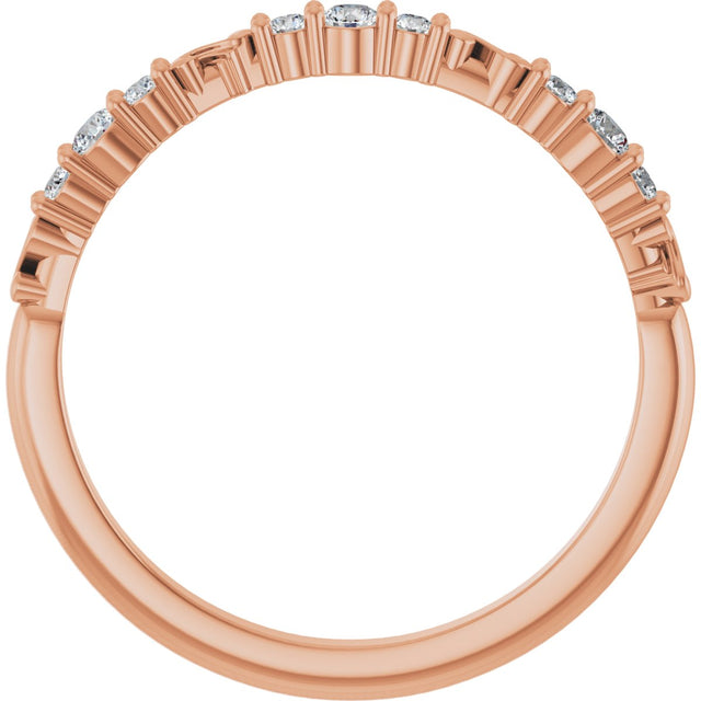 14K Gold Round Natural Diamond Anniversary Band – 1/6 CTW - Rose Gold - view 2