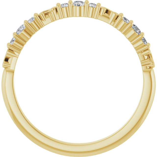 14K Gold Round Natural Diamond Anniversary Band – 1/6 CTW - Yellow Gold - view 2
