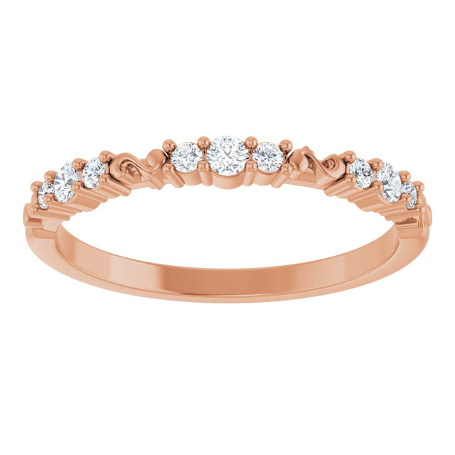 14K Gold Round Natural Diamond Anniversary Band – 1/6 CTW - Rose Gold - view 3