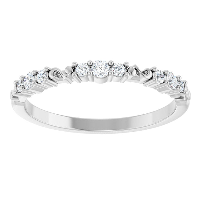 14K Gold Round Natural Diamond Anniversary Band – 1/6 CTW - White Gold - view 3