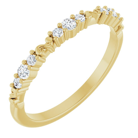 14K Gold Round Natural Diamond Anniversary Band – 1/6 CTW - Yellow Gold