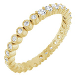 14K Gold Round Natural Diamond Reversible Eternity Band – 2 mm Stones - Yellow Gold