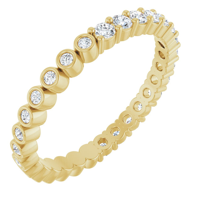 14K Gold Round Natural Diamond Reversible Eternity Band – 2 mm Stones - Yellow Gold
