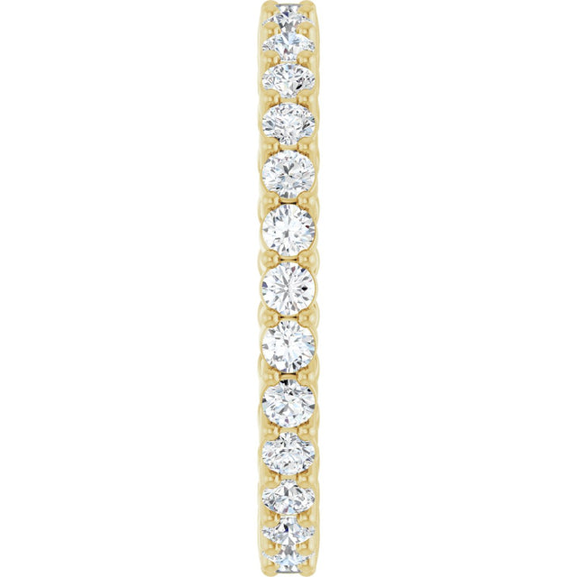 14K Gold Round Natural Diamond Reversible Eternity Band – 2 mm Stones - Yellow Gold - view 4