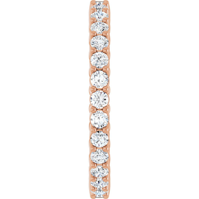 14K Gold Round Natural Diamond Reversible Eternity Band – 2 mm Stones - Rose Gold - view 3