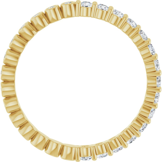 14K Gold Round Natural Diamond Reversible Eternity Band – 2 mm Stones - Yellow Gold - view 2