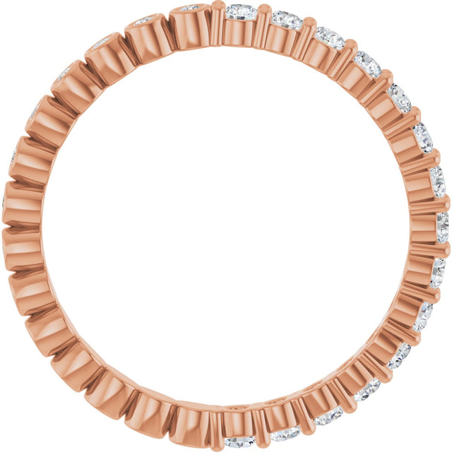 14K Gold Round Natural Diamond Reversible Eternity Band – 2 mm Stones - Rose Gold - view 2
