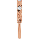 14K Gold Round Lab-Grown Diamond Three-Stone Sculptural Anniversary Band – 2.5 mm Stones - Rose Gold - view 4