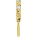14K Gold Round Natural Diamond Three-Stone Sculptural Anniversary Band – 1/10–1/4 CTW - Yellow Gold - view 4