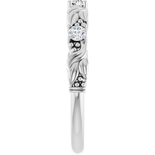 Platinum Round Natural Diamond Three-Stone Sculptural Anniversary Band – 1/10–1/4 CTW - view 4