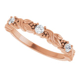 14K Gold Round Lab-Grown Diamond Three-Stone Sculptural Anniversary Band – 2.5 mm Stones - Rose Gold - view 5