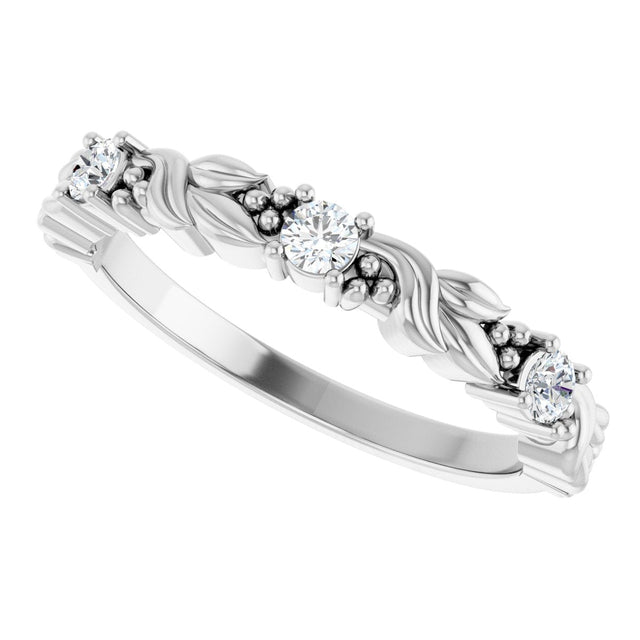 Platinum Round Lab-Grown Diamond Three-Stone Sculptural Anniversary Band – 2.5 mm Stones - view 5