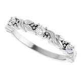 14K Gold Round Natural Diamond Three-Stone Sculptural Anniversary Band – 1/10–1/4 CTW - White Gold - view 5