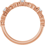 14K Gold Round Natural Diamond Three-Stone Sculptural Anniversary Band – 1/10–1/4 CTW - Rose Gold - view 2