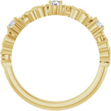 14K Gold Round Natural Diamond Three-Stone Sculptural Anniversary Band – 1/10–1/4 CTW - Yellow Gold - view 2