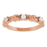 14K Gold Round Natural Diamond Three-Stone Sculptural Anniversary Band – 1/10–1/4 CTW - Rose Gold - view 3