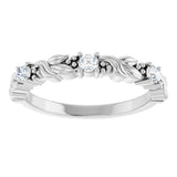 14K Gold Round Natural Diamond Three-Stone Sculptural Anniversary Band – 1/10–1/4 CTW - White Gold - view 3