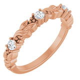 14K Gold Round Lab-Grown Diamond Three-Stone Sculptural Anniversary Band – 2.5 mm Stones - Rose Gold