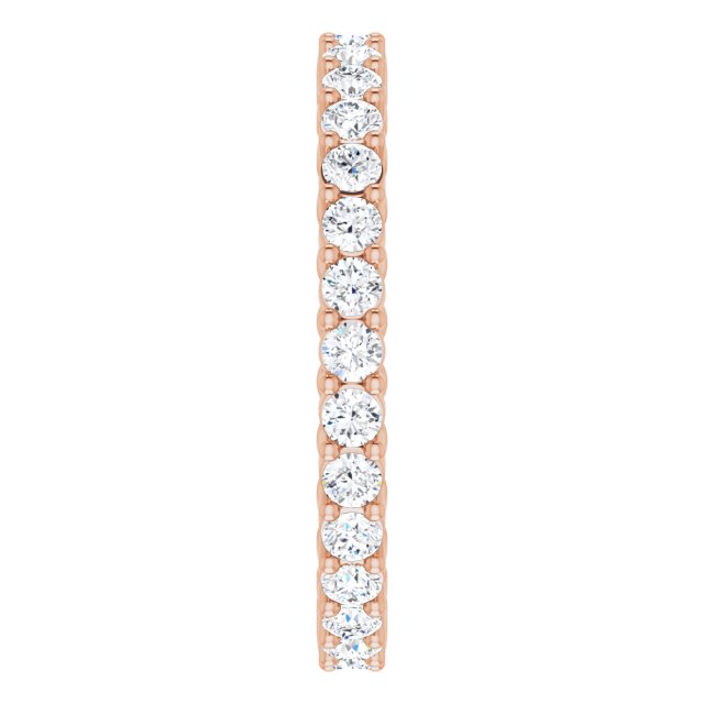 14K Gold Round Natural Diamond Reversible Eternity Band – 2 mm Stones - Rose Gold - view 4