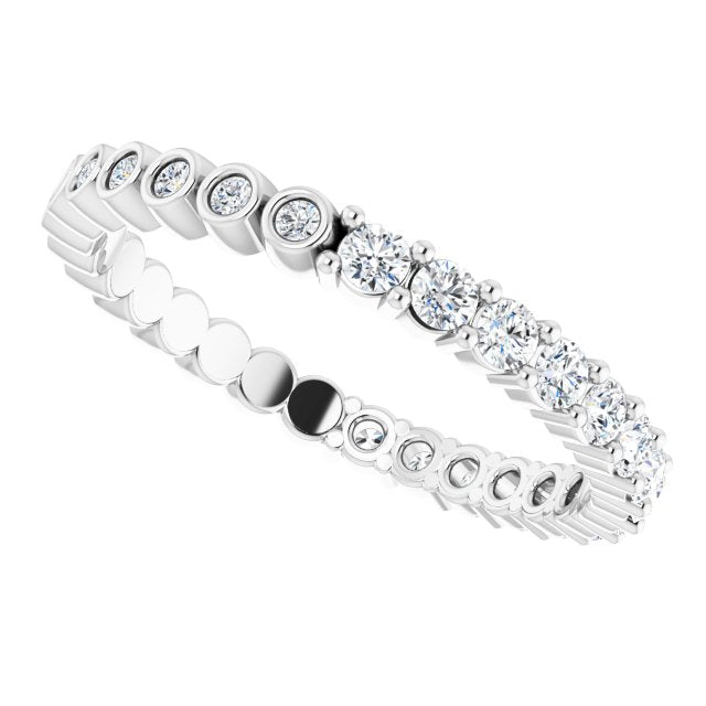 Platinum Round Natural Diamond Reversible Eternity Band – 2 mm Stones - view 5