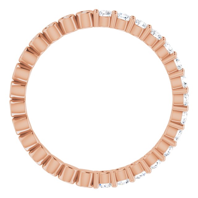 14K Gold Round Natural Diamond Reversible Eternity Band – 2 mm Stones - Rose Gold - view 2