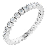 14K Gold Round Natural Diamond Reversible Eternity Band – 2 mm Stones - White Gold