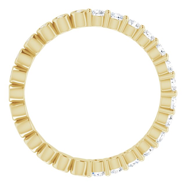 14K Gold Round Natural Diamond Reversible Eternity Band – 2 mm Stones - Yellow Gold - view 2